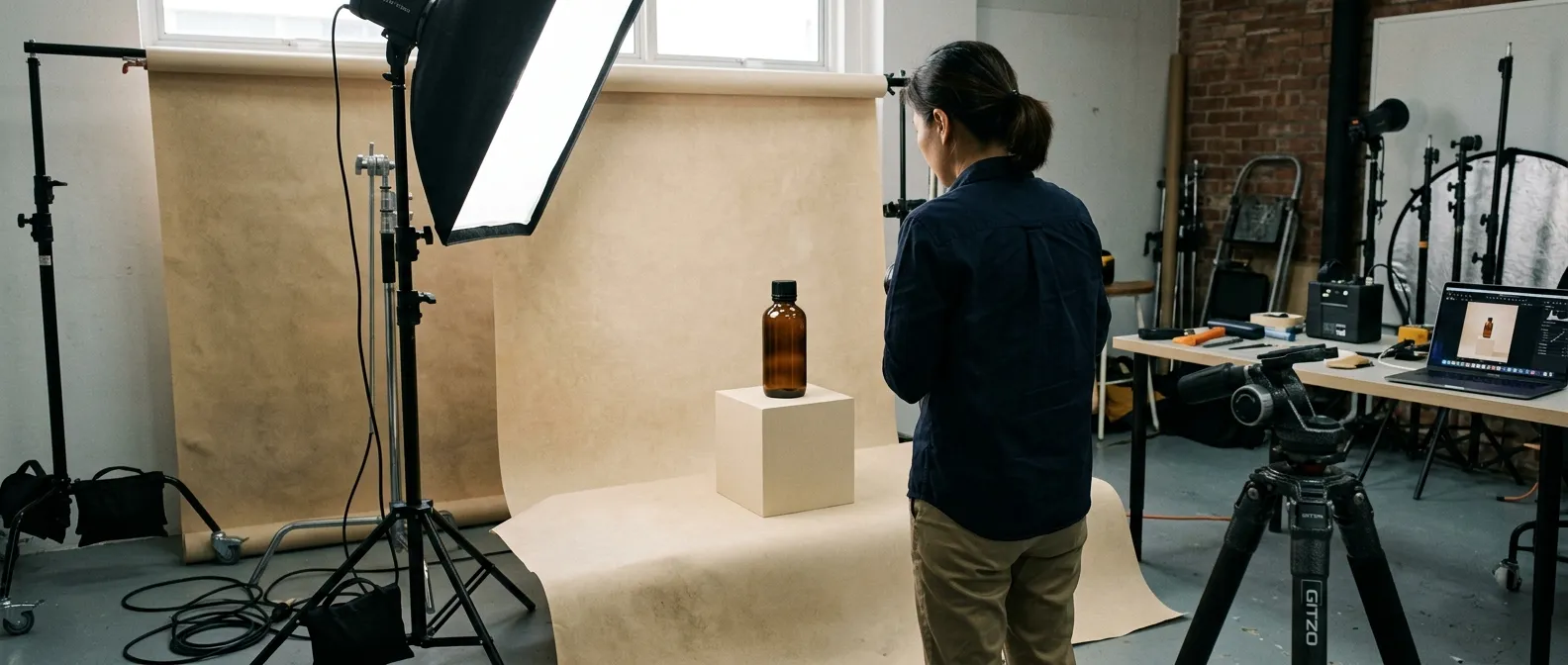 Inside the Image Crew: eight e-commerce roles, one anchor, brand-locked across six channels.