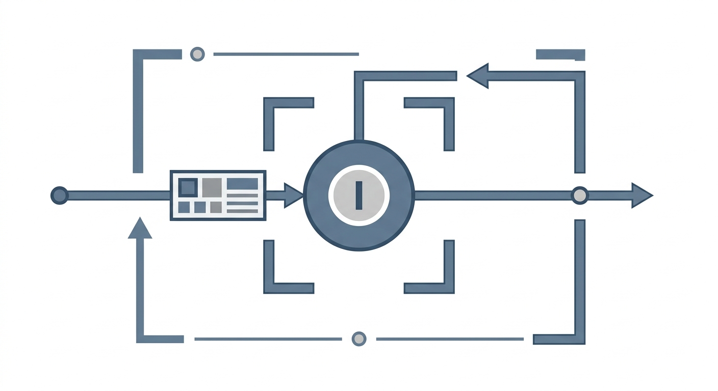 Minimalist technical illustration of a data node returning an arrow to its source.